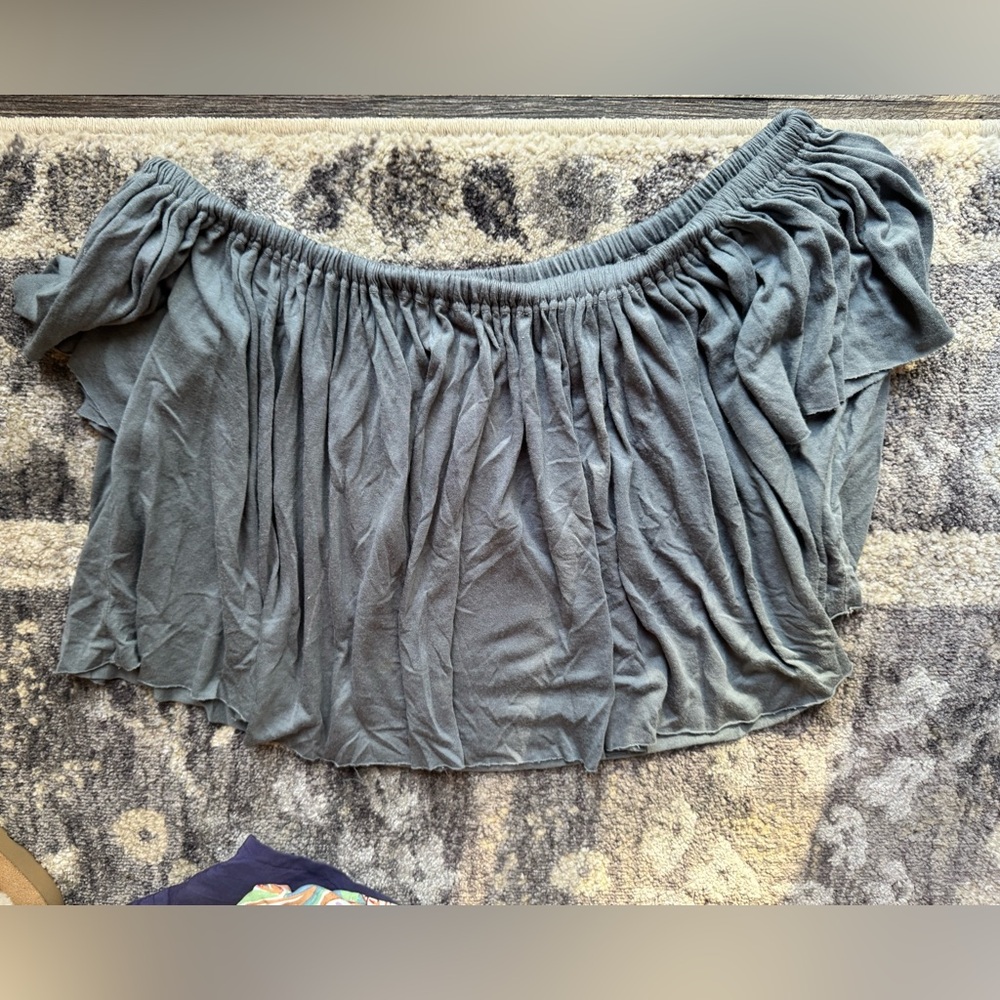 Truly Madly Deeply Gray Off-Shoulder Top